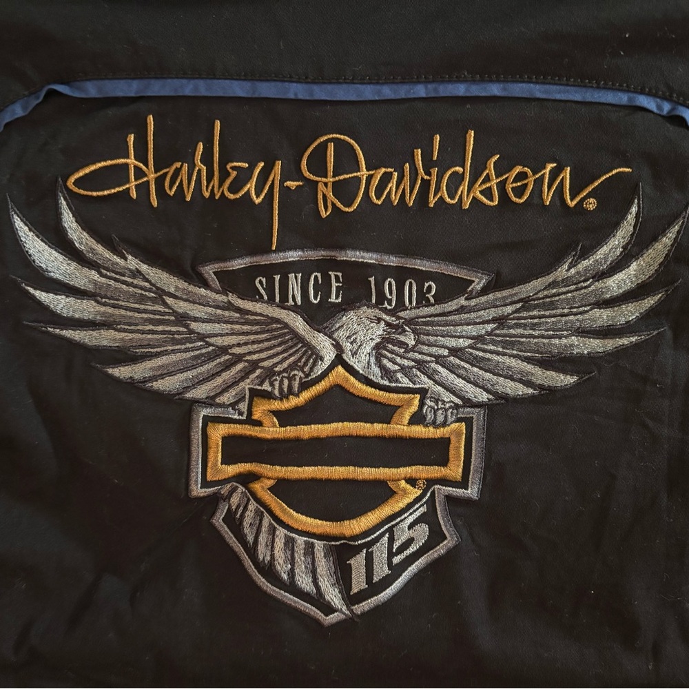 Harley-Davidson Black Short Sleeved Women’s Cotton Embroidered Jacket, Sz XL - Picture 8 of 10